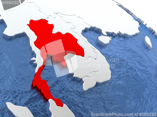 Image of Thailand on globe