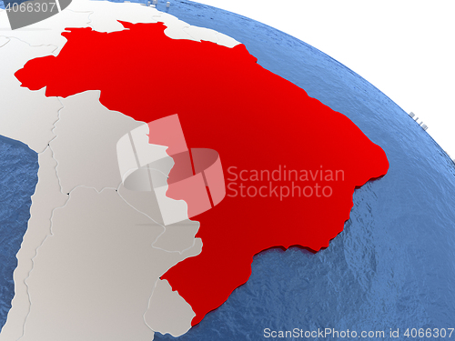 Image of Brazil on globe