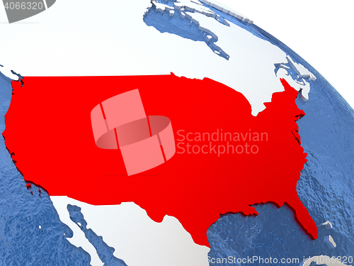Image of USA on globe
