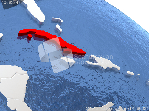 Image of Cuba on globe