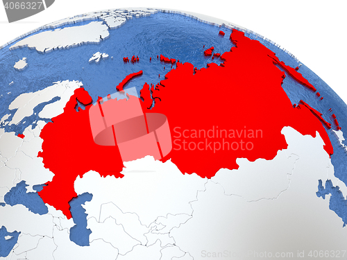 Image of Russia on globe