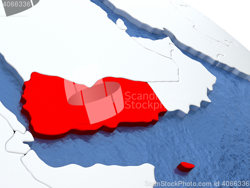 Image of Yemen on globe