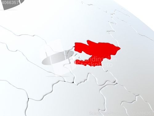 Image of Kyrgyzstan on globe