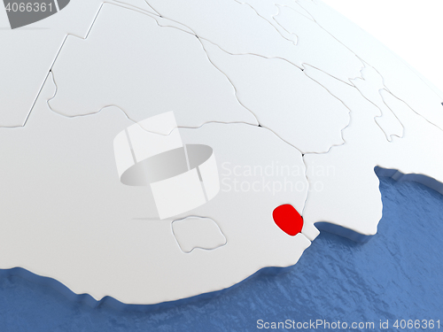 Image of Swaziland on globe