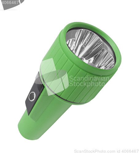 Image of green flashlight isolated