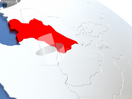 Image of Turkmenistan on globe