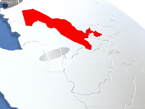 Image of Uzbekistan on globe