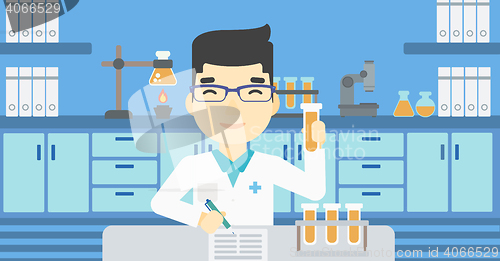 Image of Laboratory assistant working vector illustration.