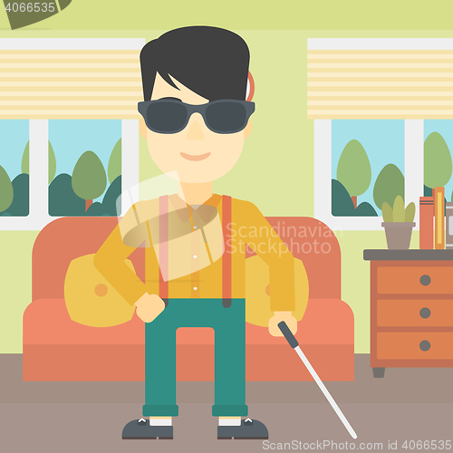 Image of Blind man with stick vector illustration.