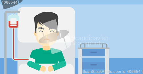 Image of Patient lying in hospital bed vector illustration.