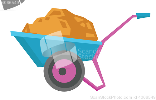 Image of Wheelbarrow full of sand vector illustration.