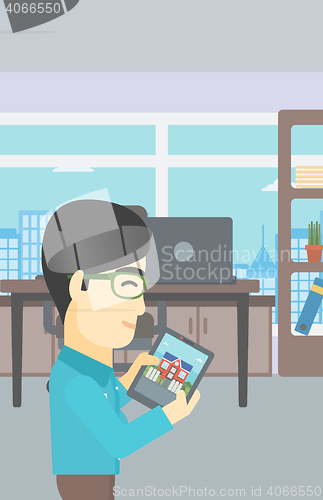 Image of Man looking for house vector illustration.