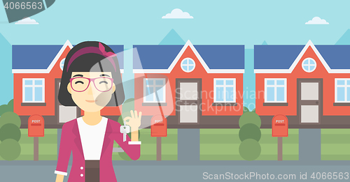 Image of Real estate agent with key vector illustration.