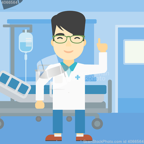 Image of Doctor showing finger up vector illustration.