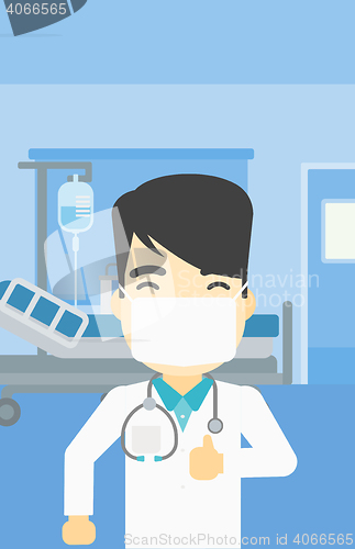 Image of Doctor giving thumb up vector illustration.
