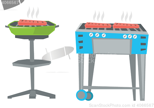 Image of Kettle barbecue grill and barbecue gas grill.