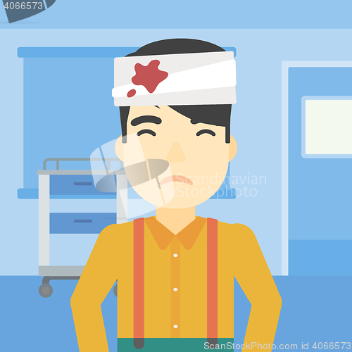 Image of Man with injured head vector illustration.