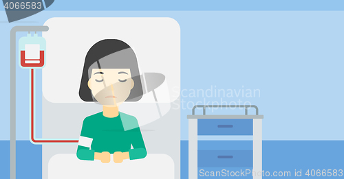 Image of Patient lying in hospital bed vector illustration.