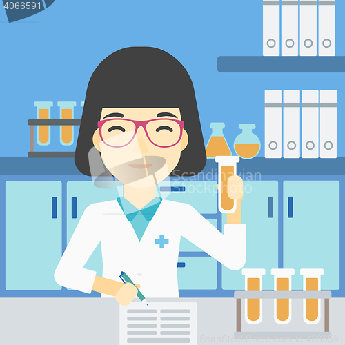 Image of Laboratory assistant working vector illustration.