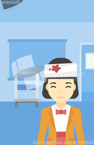 Image of Woman with injured head vector illustration.