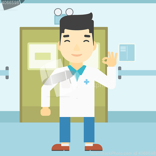 Image of Doctor showing ok sign vector illustration.