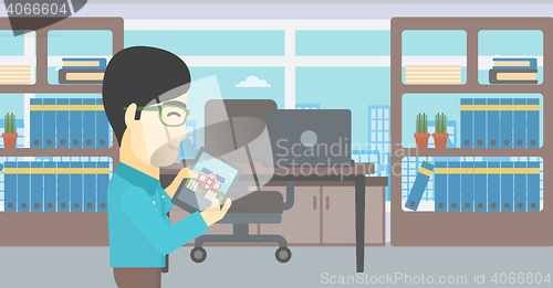 Image of Man looking for house vector illustration.