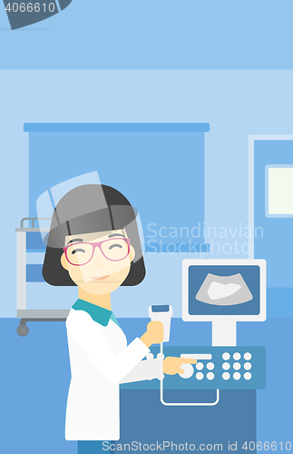 Image of Female ultrasound doctor vector illustration.