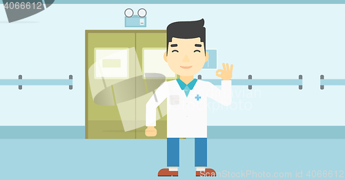 Image of Doctor showing ok sign vector illustration.
