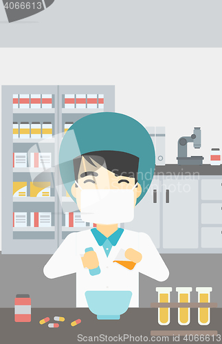 Image of Pharmacist preparing medication.