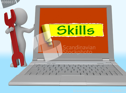 Image of Skills Word Shows Training And Learning On Web 3d Rendering