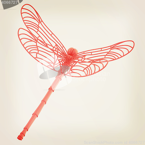 Image of Dragonfly. 3D illustration. Vintage style.
