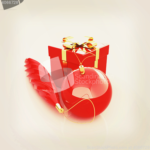 Image of Beautiful Christmas gifts. 3D illustration. Vintage style.