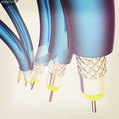 Image of Cables for high tech connect. 3D illustration. Vintage style.