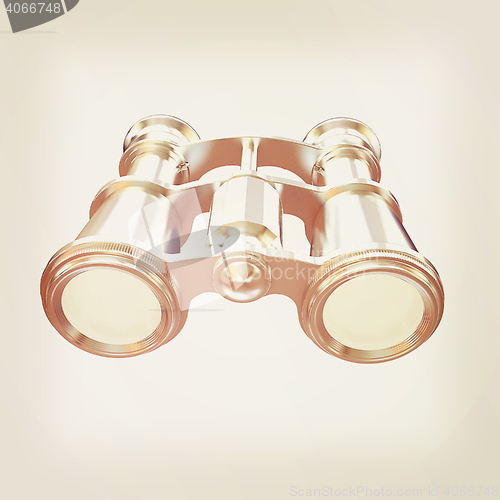 Image of binoculars. 3D illustration. Vintage style.