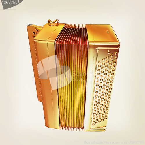 Image of Musical gold icon instruments - bayan. 3D illustration. Vintage 