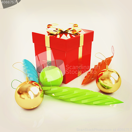Image of Beautiful Christmas gifts. 3D illustration. Vintage style.