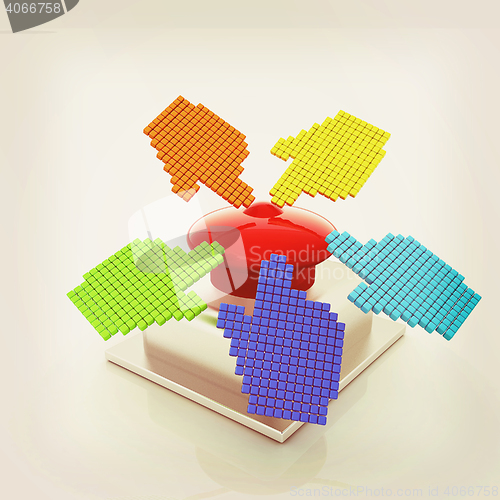 Image of Emergency Button 3d icon. 3D illustration. Vintage style.