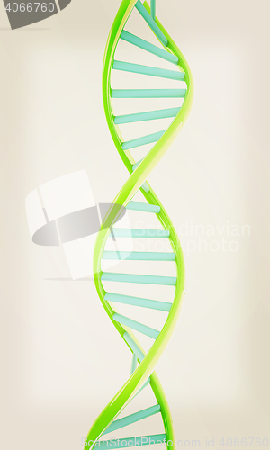 Image of DNA structure model on white. 3D illustration. Vintage style.