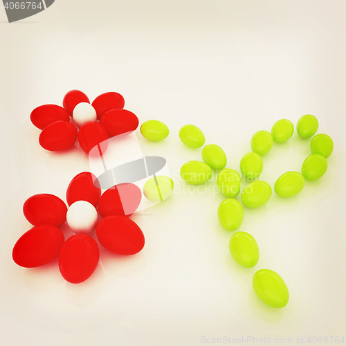 Image of Eggs in the shape of a flower. Unique Design. 3D illustration. V