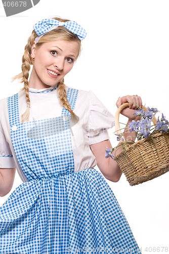 Image of Woman in little girl costume