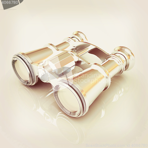 Image of binoculars. 3D illustration. Vintage style.