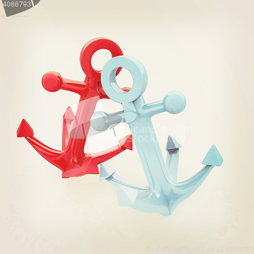 Image of anchors. 3D illustration. Vintage style.