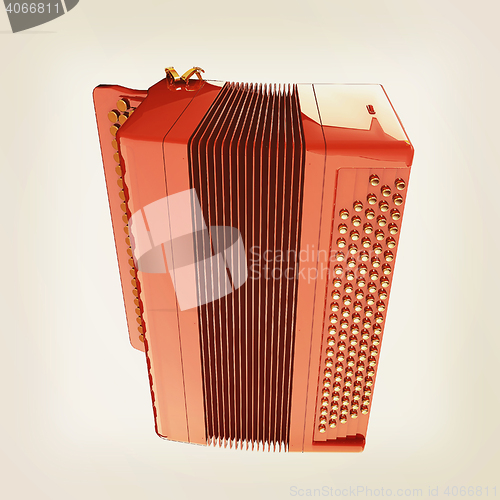 Image of Musical icon instruments - bayan. 3D illustration. Vintage style