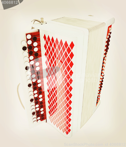 Image of Musical instruments - bayan. 3D illustration. Vintage style.