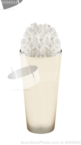 Image of Glass of vanilla milkshake with whipped cream