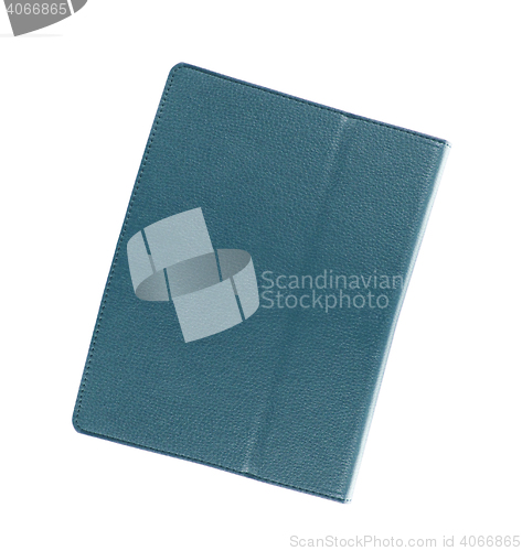 Image of blue leather folio case for tablet