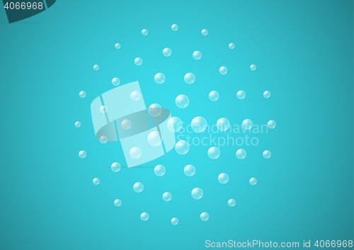 Image of water drops on blue background