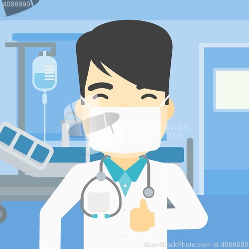 Image of Doctor giving thumb up vector illustration.