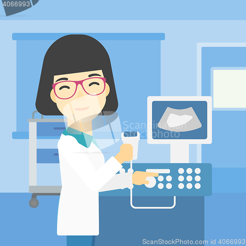 Image of Female ultrasound doctor vector illustration.