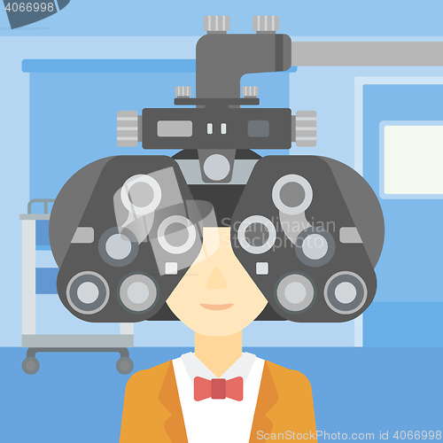 Image of Patient during eye examination vector illustration